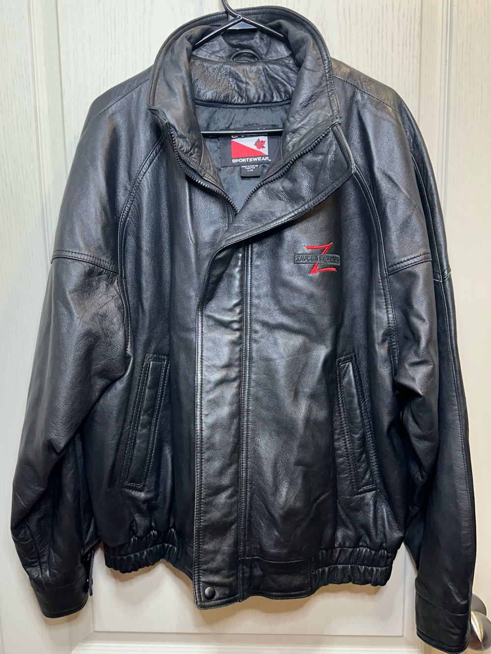 Classic Black Leather Jacket with Zavcor Truk King Logo - flawed - see listing